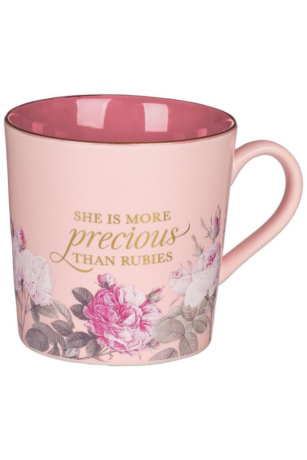 More Precious Than Rubies Pink Floral Mug Cheap