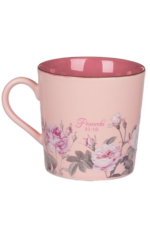 More Precious Than Rubies Pink Floral Mug Cheap - Image 2