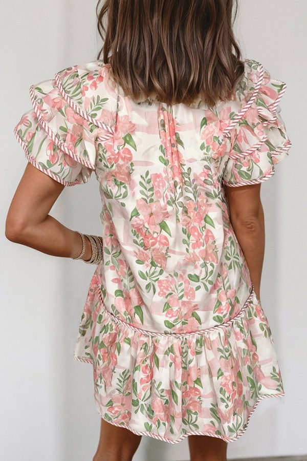 PREORDER! ETA 4 22 Spring Blooms Pink Ruffled Mini Dress **SHIPPING EXPECTED TO BEGIN ON DATE 4 22** For Cheap - Image 2