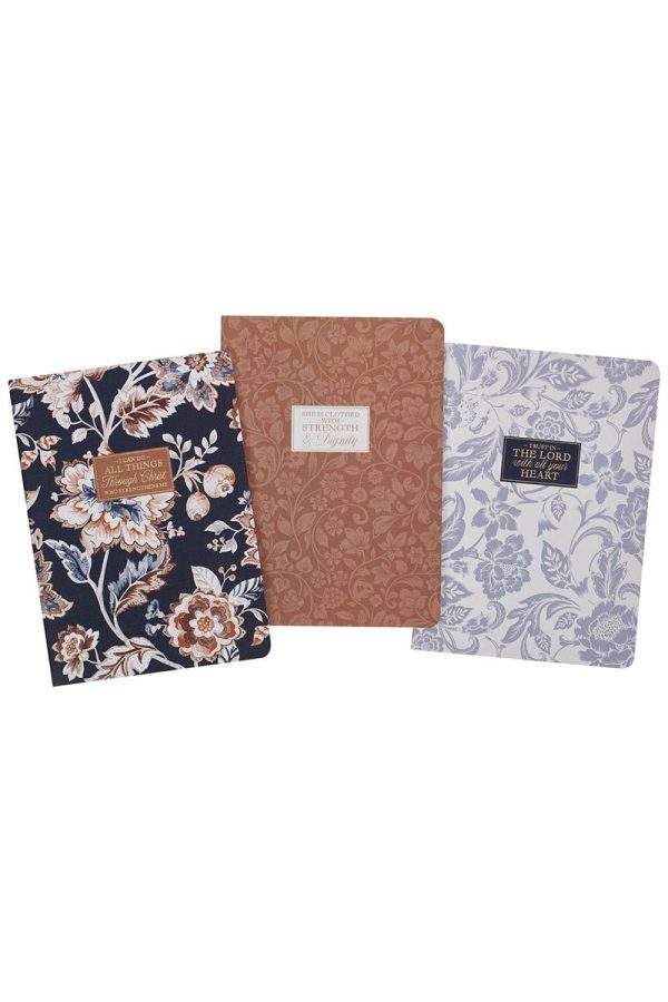 Set of 3 I Can Do All Things Brown & Navy Notebooks Cheap - Image 2