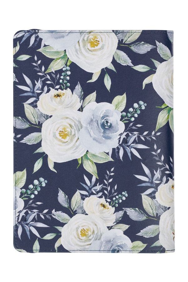 Strength & Dignity Indigo Rose Faux Leather Zippered Journal Online now - Image 2