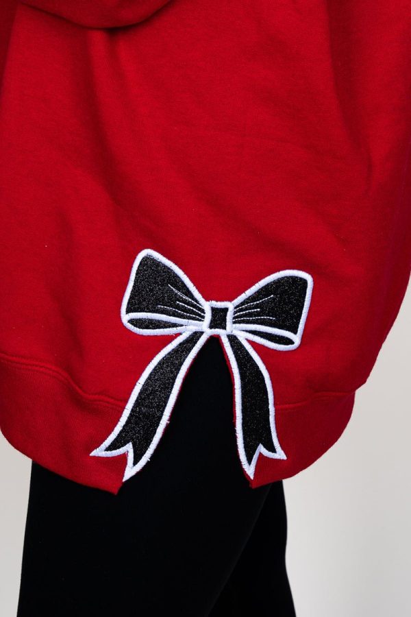 Youth Red You Design It Embroidered Side Bows Heavy-weight Crew Sweatshirt *Customize Your Text and Bows For Cheap - Image 4