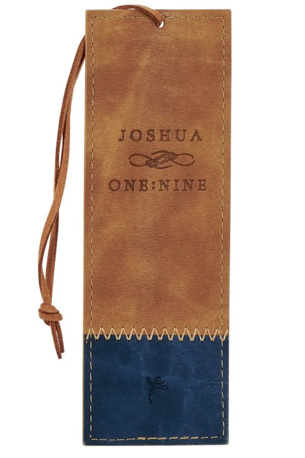 Be Strong and Courageous Butterscotch and Navy Faux Leather Page Marker Hot on Sale - Image 2