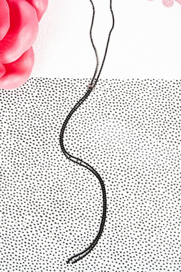 Crystal Avenue Cullen Black Crystal Goldtone Slider Necklace Supply