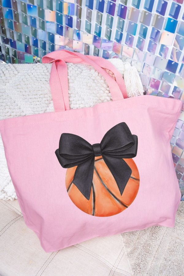 Basketball Game Girly Canvas Jumbo Tote For Discount - Image 4