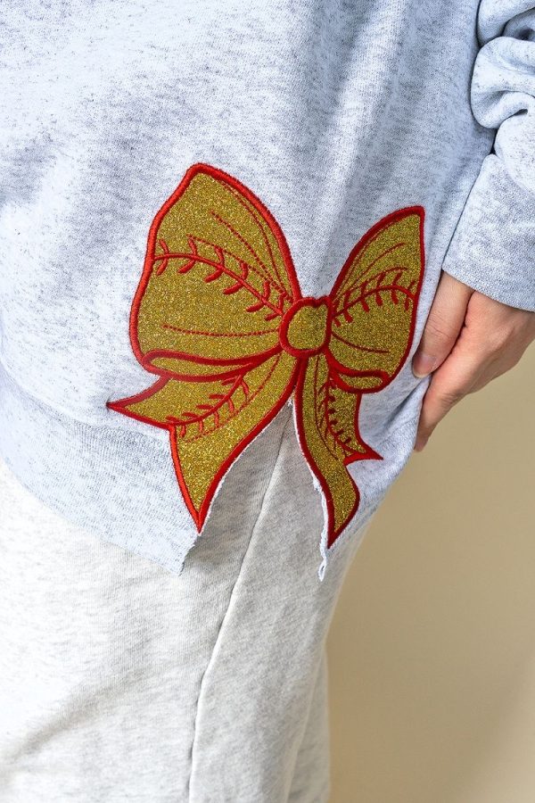 Classic Colors Embroidered Side Bows Softball Bow NuBlend Sweatshirt *Customize Your Text Cheap - Image 3