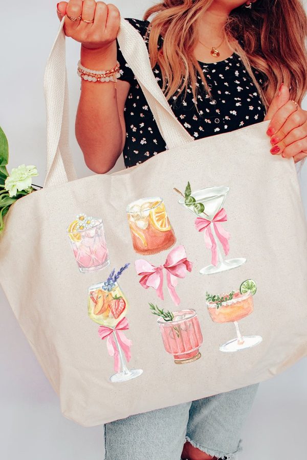 Sips By The Pool Canvas Jumbo Tote Supply