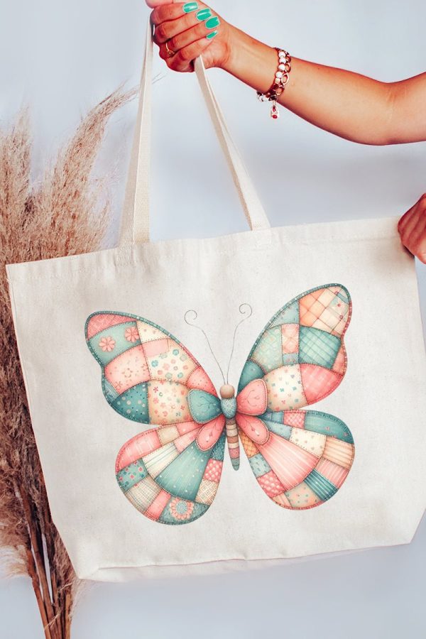 Patchwork Butterfly Canvas Jumbo Tote Sale