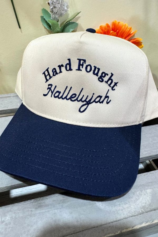 Hard Fought Hallelujah Embroidered Five Panel Twill Cap For Sale - Image 3