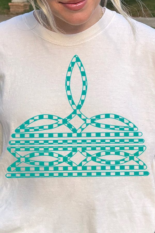 Turquoise Checkered Boot Stitch Comfort Colors Adult Ring-Spun Cotton Tee Online Hot Sale - Image 2
