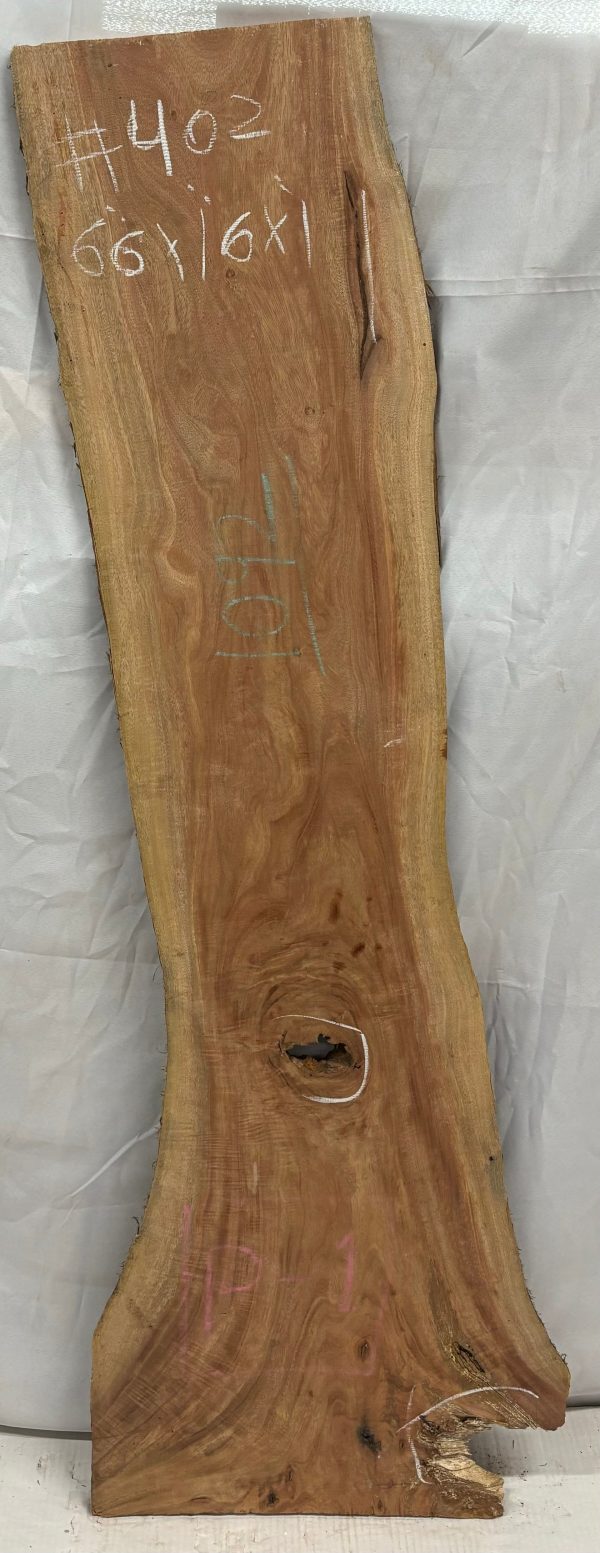 Indian Mahogany Lumber Live Edge Slab - 66 x 16 x 1  #402 For Sale