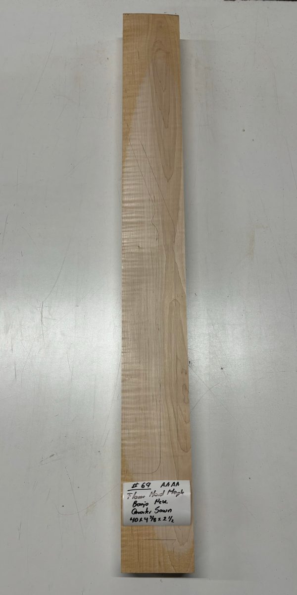 Flame Maple Banjo Guitar Neck Blank - AAAA Grade (Quarter Sawn) #69 Online Hot Sale